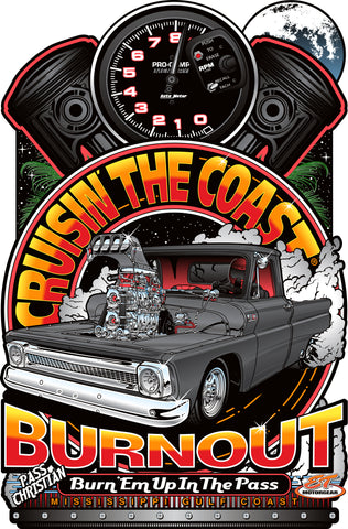 2025 Cruisin the Coast Burnout Metal Sign