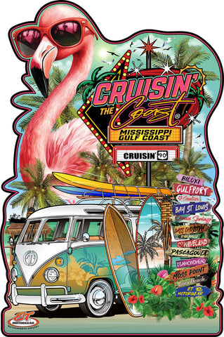 2025 Cruisin the Coast Sublimation Design Metal Sign