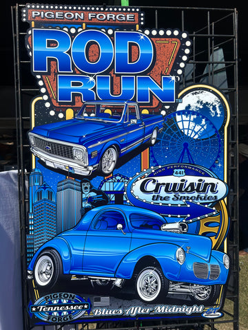 2025 Fall Pigeon Forge Rod Run Dark Design Metal Sign