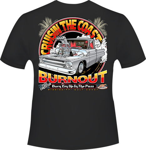 2025 Cruisin the Coast Burnout Design Short Sleeve T-Shirt