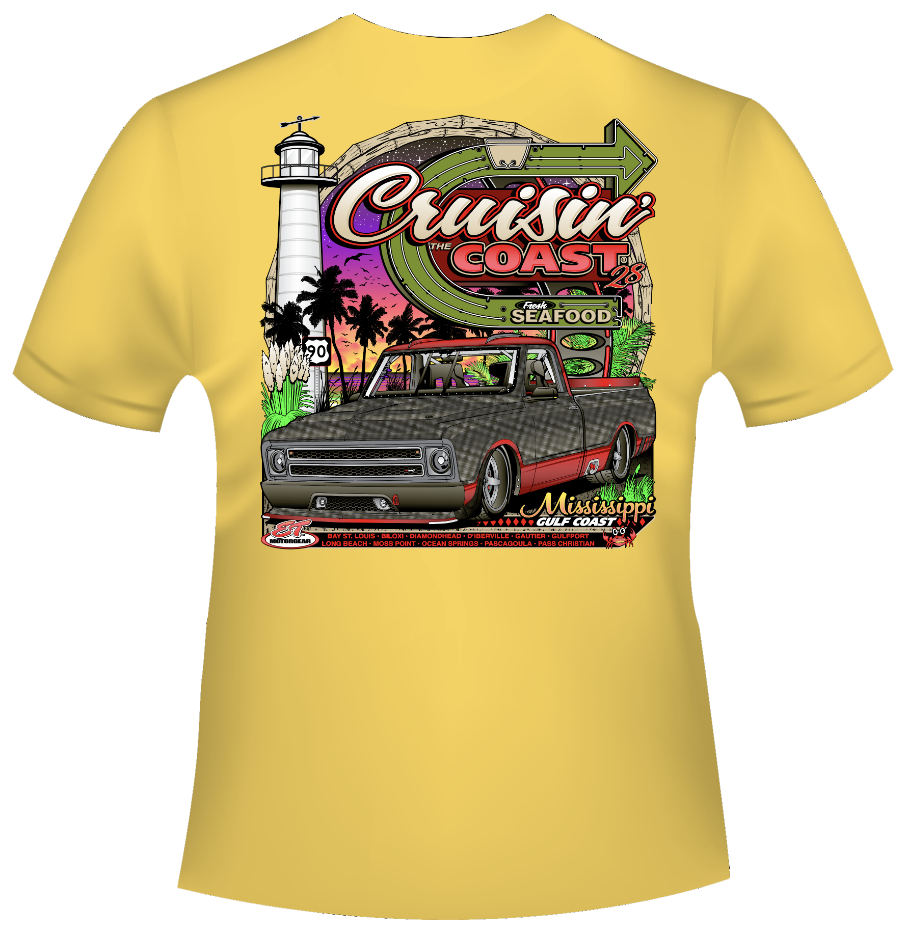 2024 Cruisin' The Coast Main Design Short Sleeve T-shirt