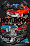 Hot Rods Cruisin Bowtie Muscle Metal Sign